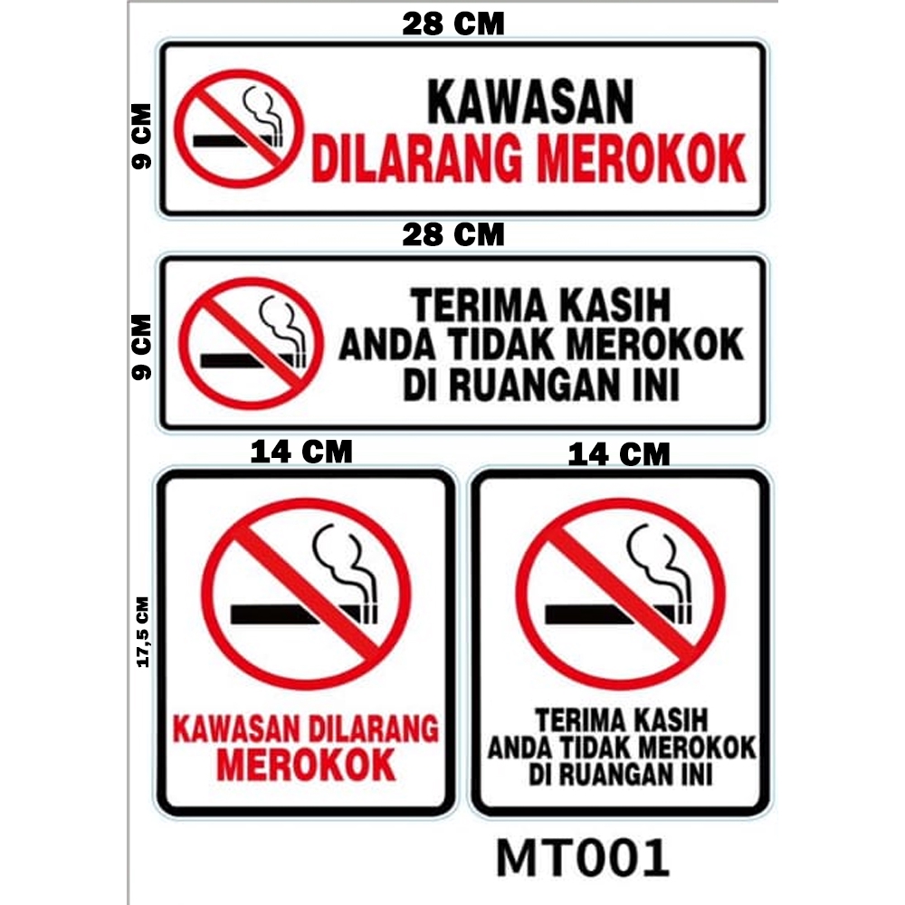 Miếng Dán Tường Trang Trí In Chữ Mt001 No Smoking 4 Label 30x45