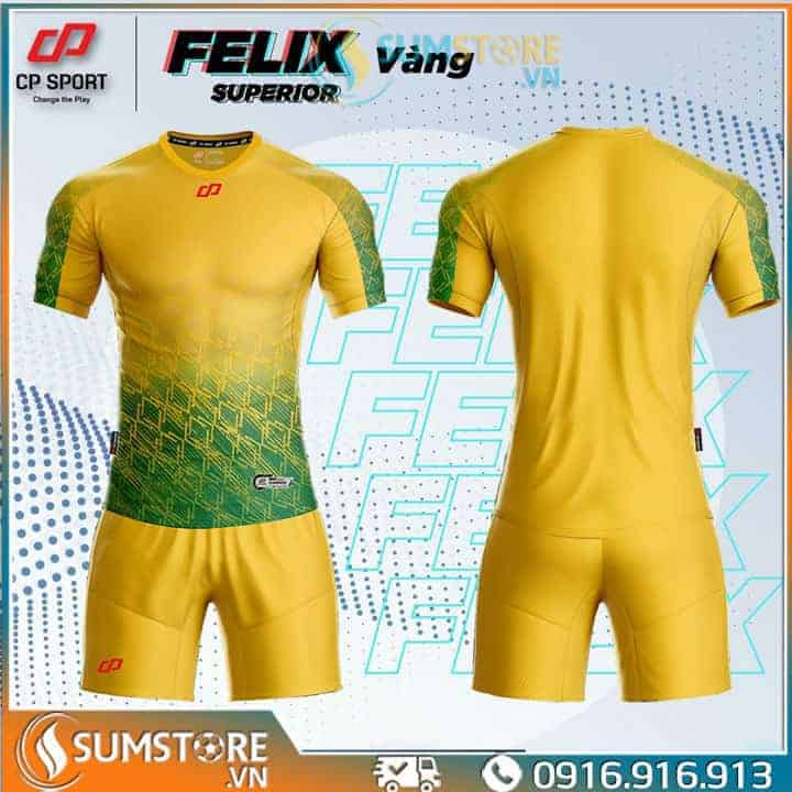 Quần Áo Đá Bóng Không Logo Felix Vàng - Đồ Thể Thao Nam Nữ Cao Cấp CP Sport