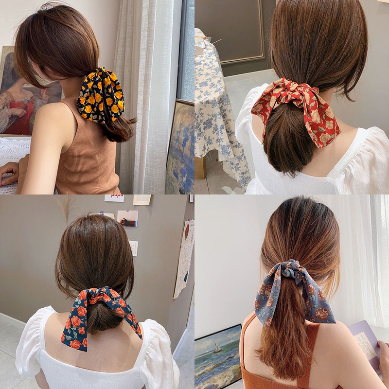 Dây Cột Tóc Đính Nơ Phong Cách Hàn Quốc Cho Nữ