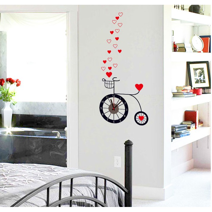 Decal kèm đồng hồ mẫu xe đạp tình yêu