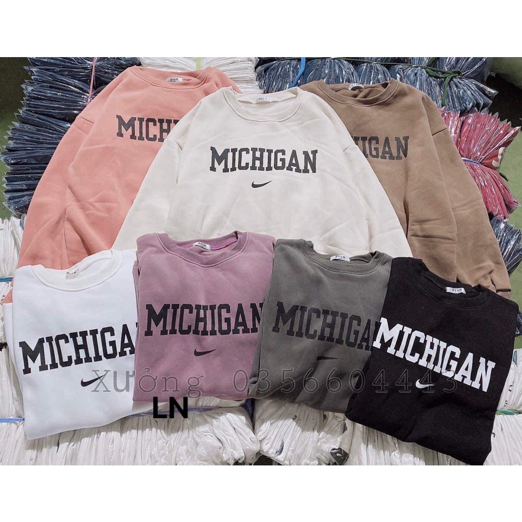 Áo nỉ michigan tay bồng-5L0N