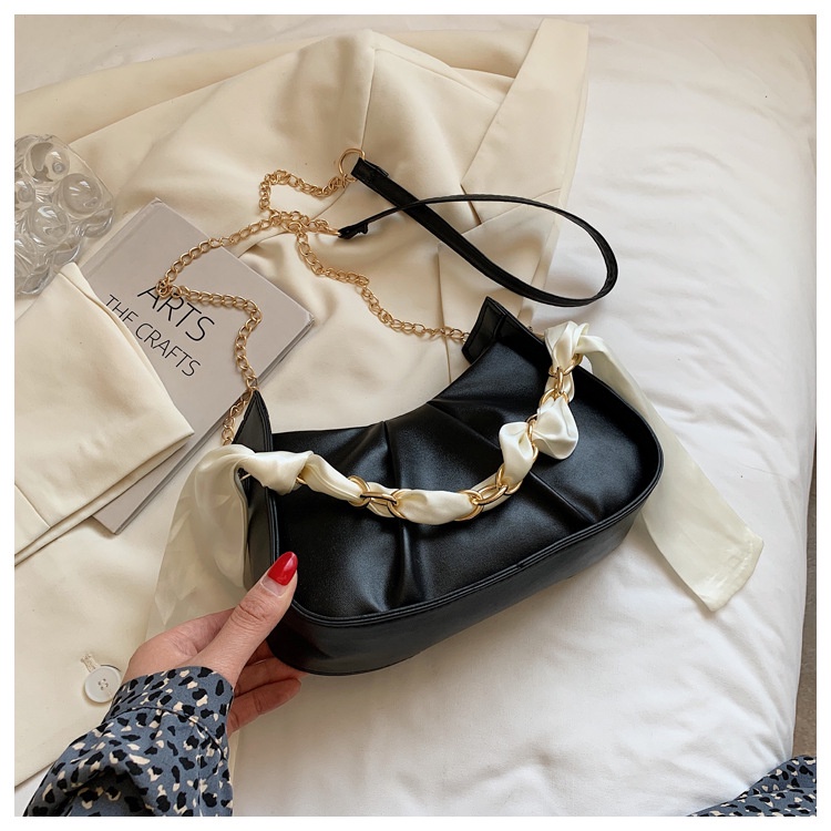 Túi xách nữ đeo chéo, túi kẹp nách dây xích phối nơ tiểu thư sang trọng đi làm đi chơi