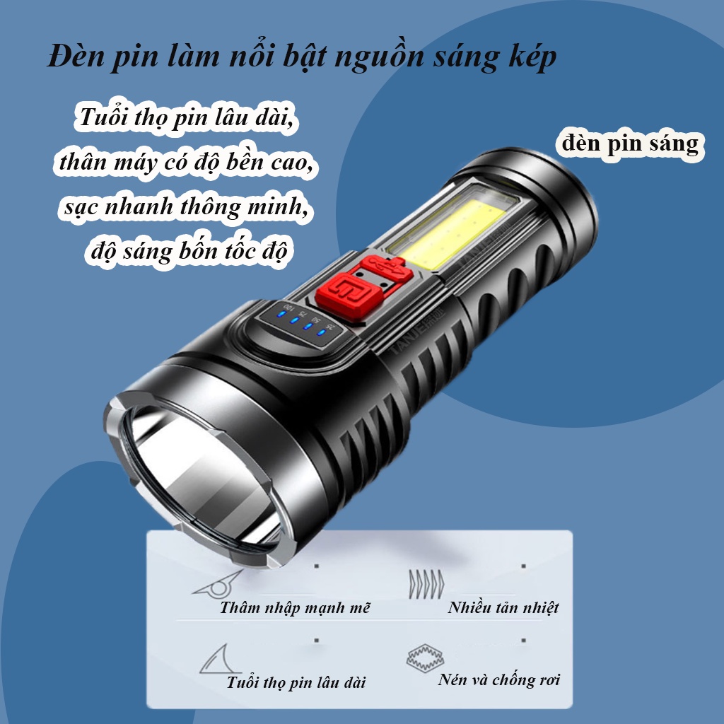 Đèn Pin Siêu Sáng，Đèn Pin Mini ，（4 Chế Độ Sáng Tiện Dụng），thích hợp để cắm trại，chống nước-XQY-77
