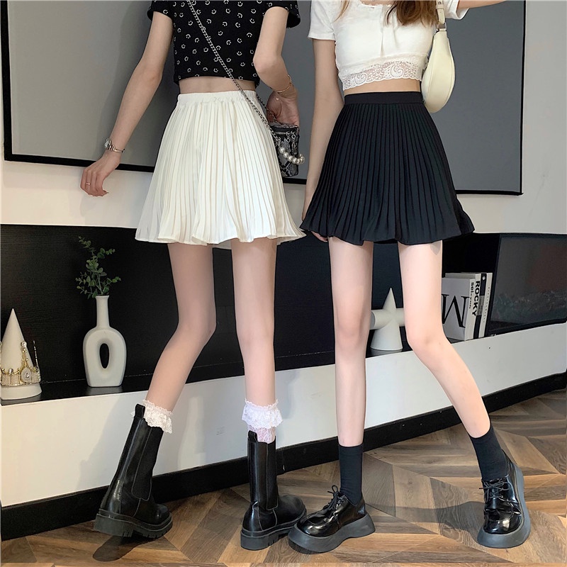 Chân Váy Chữ A Lưng Cao Xếp Ly Màu Đen Thời Trang Mùa Hè Hàn Quốc Cho Nữ | BigBuy360 - bigbuy360.vn
