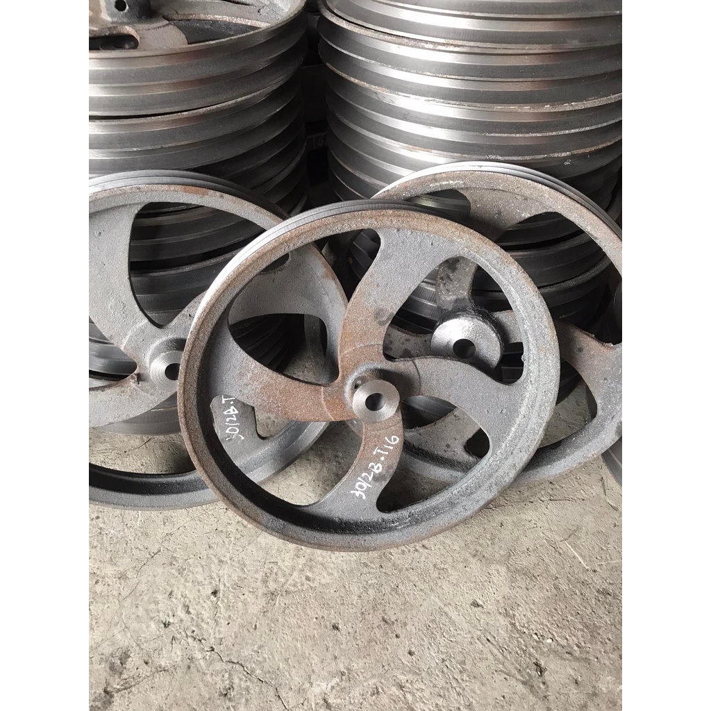 BuLy Gang 300mm 2 Rãnh B lỗ trục 16 - 19  Bánh Xe Cao Su BL100/2B