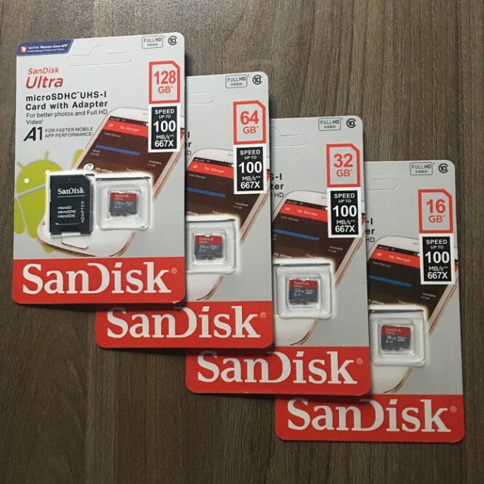 Thẻ nhớ SanDisk 64GB/32GB/16GB/8GB/4GB Ultra Class 10 667x 100MB/s, Chuyên dụng camera Yoosee,camera IP - Bảo hành 5 năm