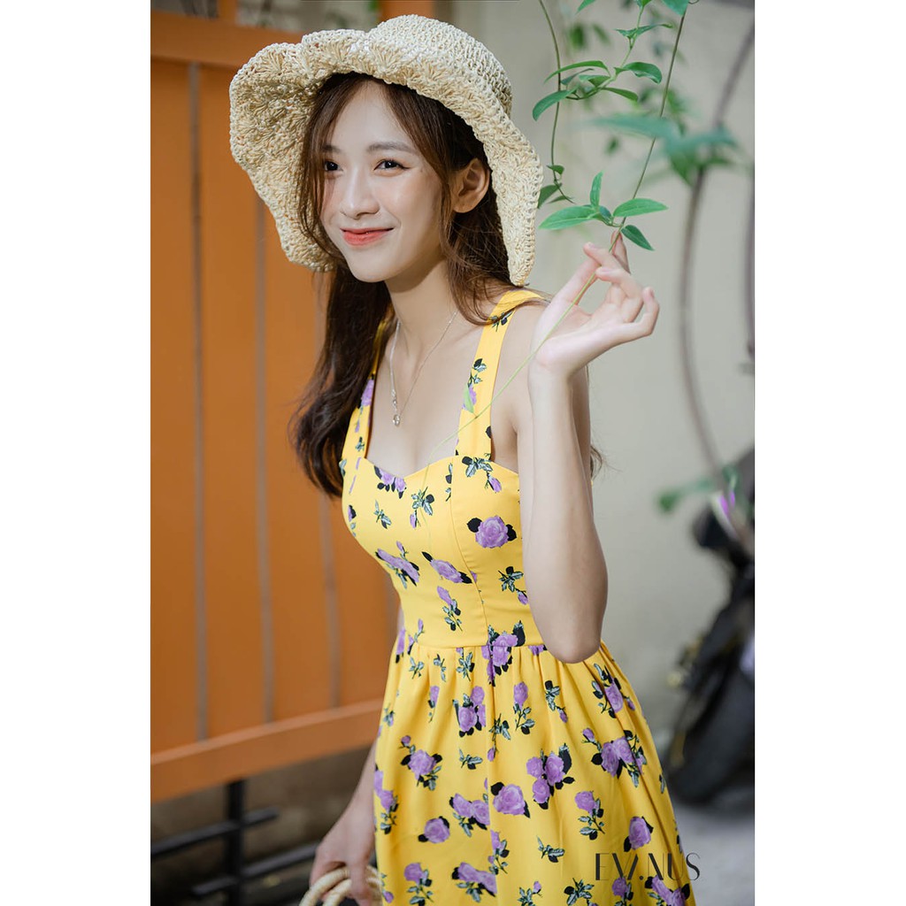 [Mã WAMT1505 giảm 10K đơn 0K] Váy 2 dây vàng cam thắt lưng dây điệu đà evanus e1067 - [ảnh thật] | BigBuy360 - bigbuy360.vn