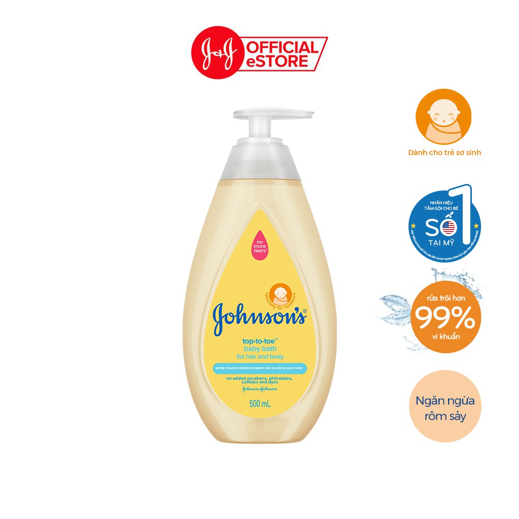 Sữa tắm gội toàn thân Johnson's TOP TO TOE 500ml