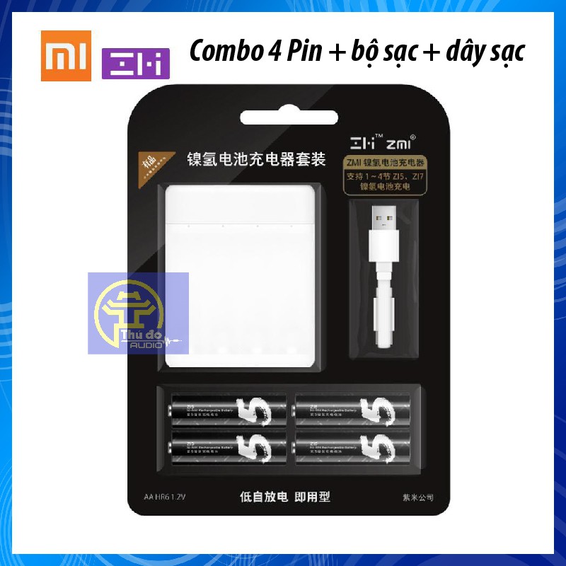 {Chính hãng} Bộ sạc pin AA/AAA Xiaomi PB401 kèm 04 viên Pin sạc AA Xiaomi Zi5