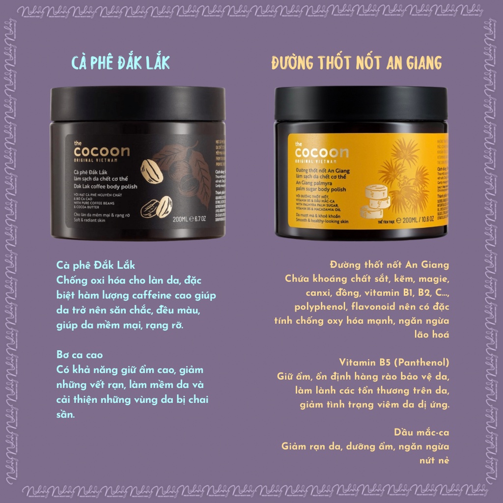 Làm sạch da chết cơ thể Cocoon Dak Lak Coffee Body Polish, đường thốt nốt An Giang