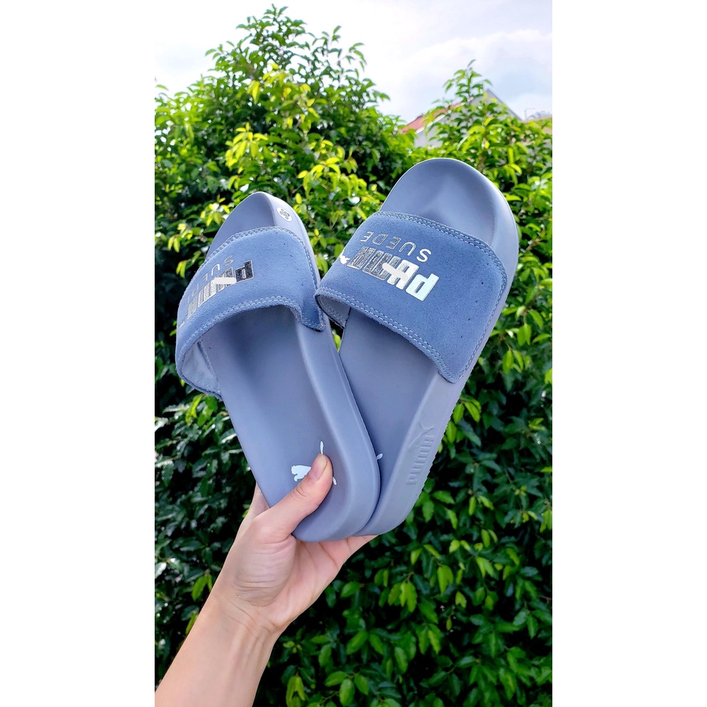Dép unisex 𝐌𝐋𝐁 𝙋𝙐𝙈𝘼 da lộn chữ dập nổi êm chân nam nữ 36-40