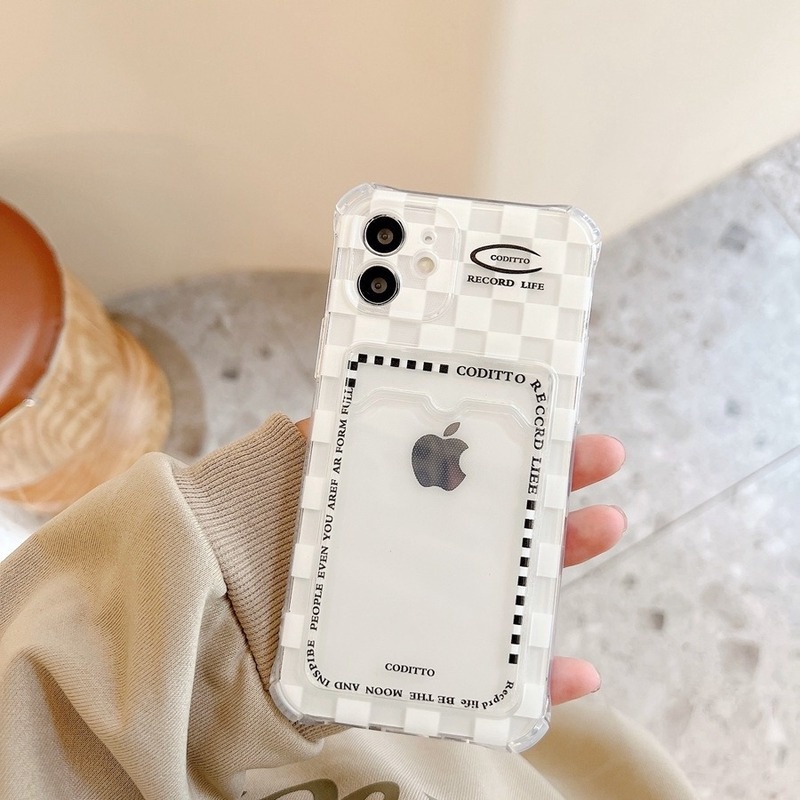 Ốp điện thoại dẻo trong suốt có ngăn thẻ thích hợp cho IPHONE 13 12 11 PRO MAX XS MAX XR X 8 7 PLUS 6S 6 PLUS