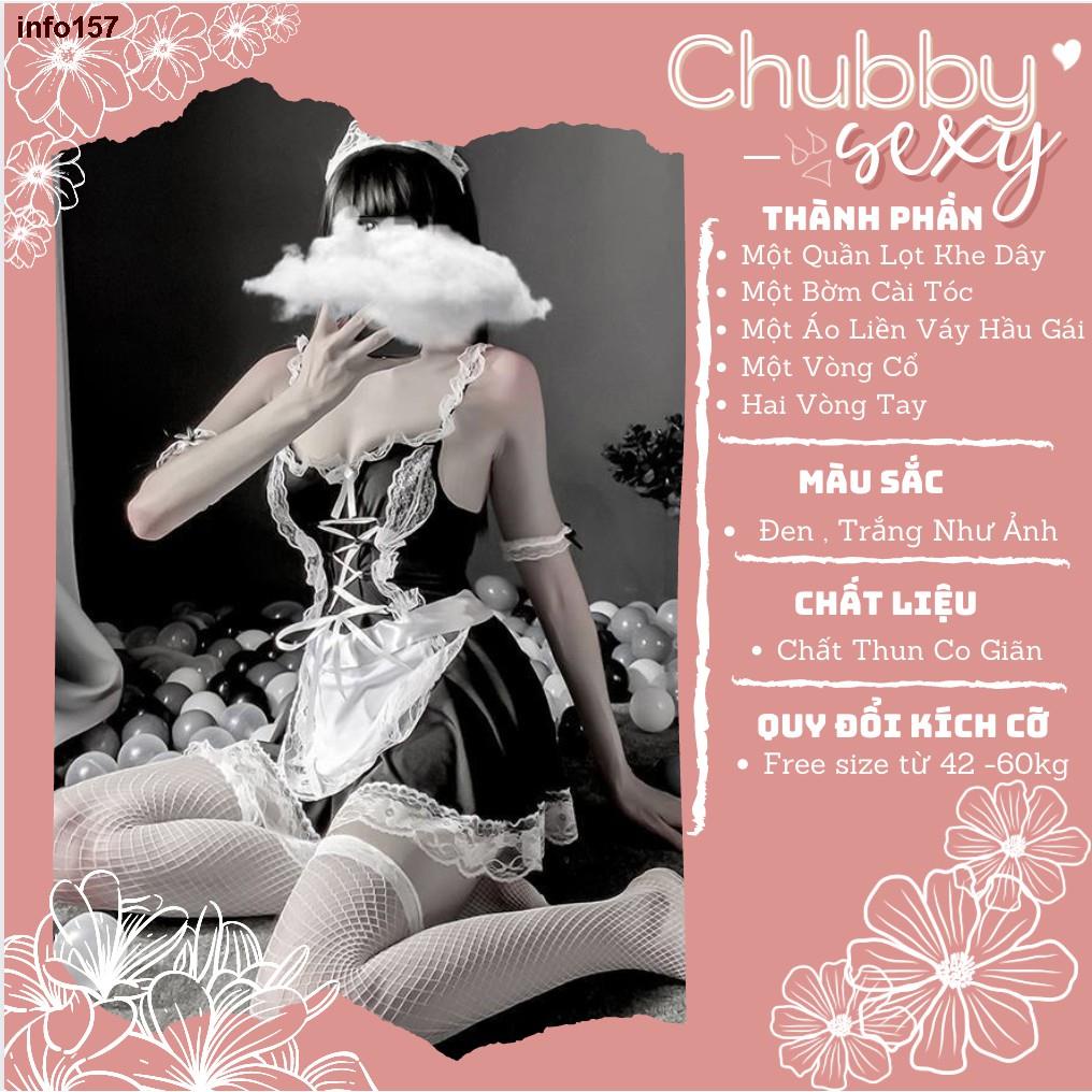 ▲info157Cosplay Hầu Gái Nhật Bản Sexy - Bộ Đồ Ngủ Cô Giúp Việc Quyến Rũ Gợi Cảm - Maid Cosplay Outfit - CPL01-Chubby.Sex
