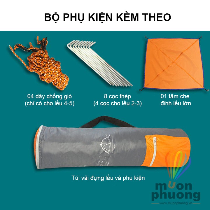 [FRSHIP 70K] Lều tự bung 2 3 4 5 người size lớn cắm trại dã ngoại chống mưa chống nước - MUÔN PHƯƠNG SHOP