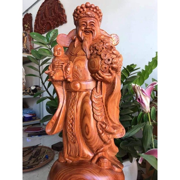 Tượng ông thần tài gỗ hương cao 60cm