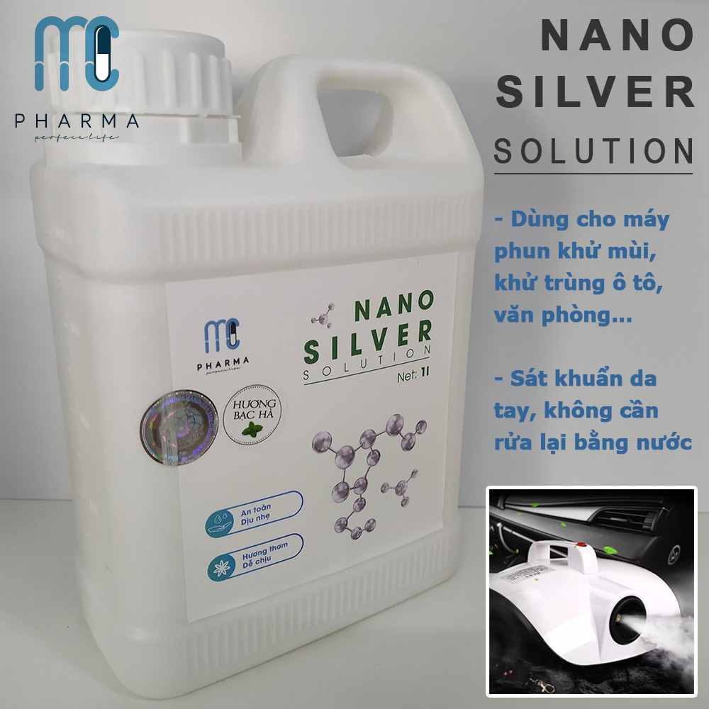 Dung dịch Nano bạc khử khuẩn MC Pharma chính hãng ( hương bạc hà) dùng cho máy phun diệt khuẩn ô tô, phòng ở hiệu quả