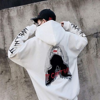 Áo hoodie nam form rộng cá tính- White