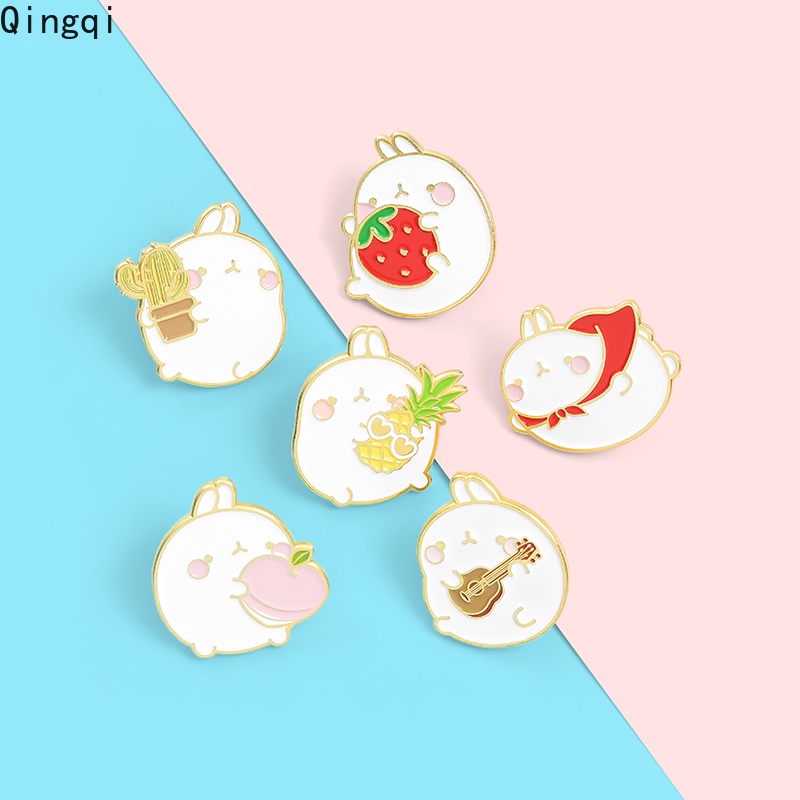 Ghim cài áo Miss Zoe hình thỏ trắng hoạt hình đáng yêu