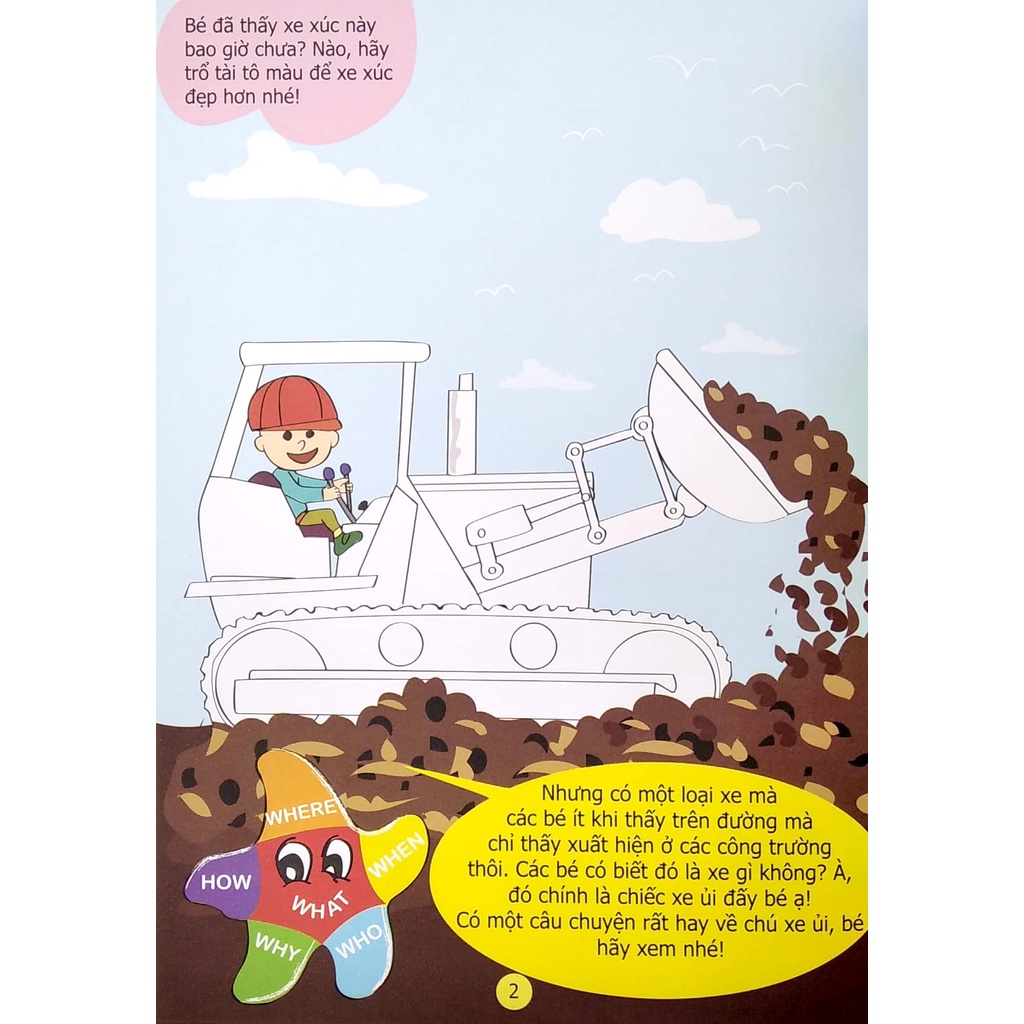 Sách Truyện Tô Màu Phát Triển Tư Duy Thumbtelling - Chuyện Của Xe Ủi Nhỏ