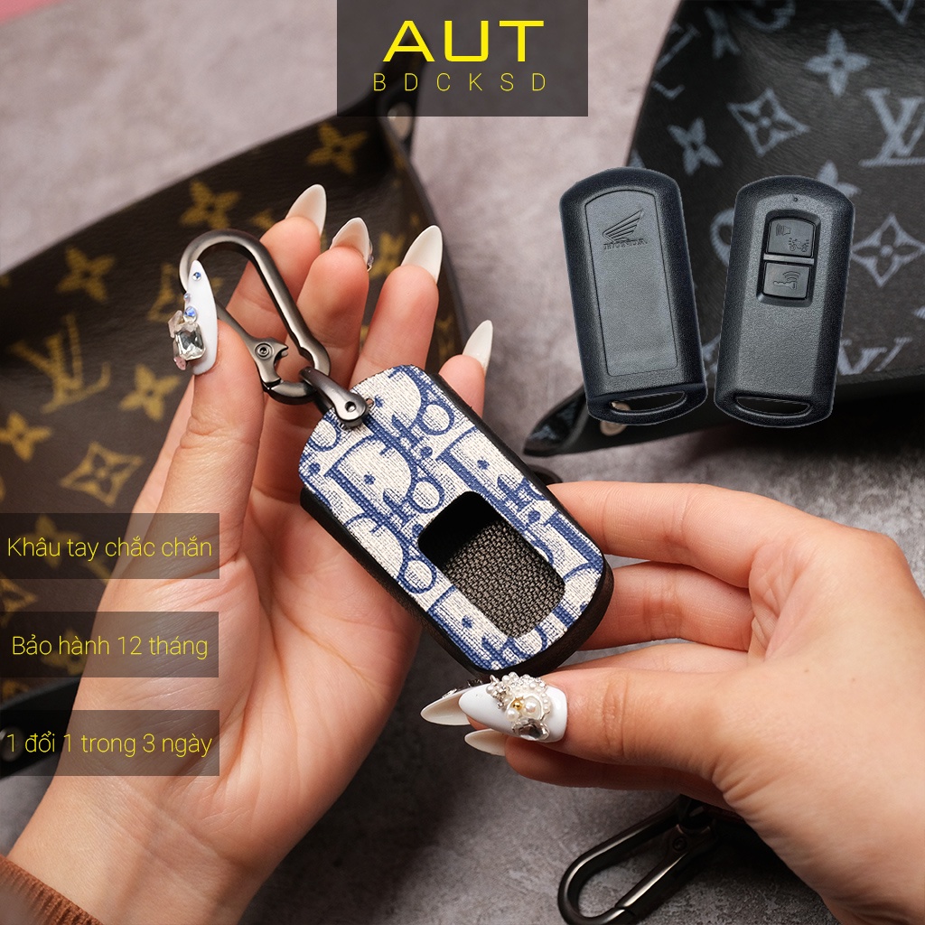 Bao da bảo vệ chìa khoá Smartkey Honda AB Air Blade Lead Vision Vario 150 Click Dior handmade