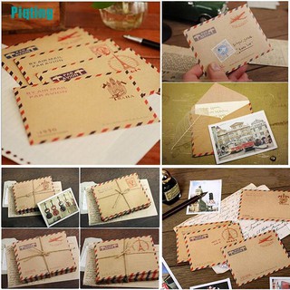 【Piqting】New 10 Sheets Mini Envelope Postcard Letter Stationary Storage Paper Vintage