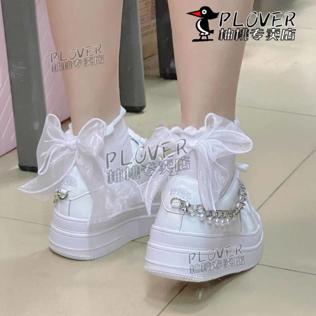 Niche Giày Thể Thao Đế Dày Tăng Chiều Cao Màu Trắng Phối Dây Xích Thời Trang Mùa Hè Cho Nữ