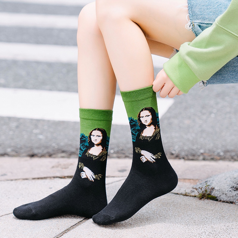 Đôi Vớ In Hình Tranh Sơn Dầu Van Gogh Nghệ Thuật Mùa Thu Đông Retro Mới Của Nữ