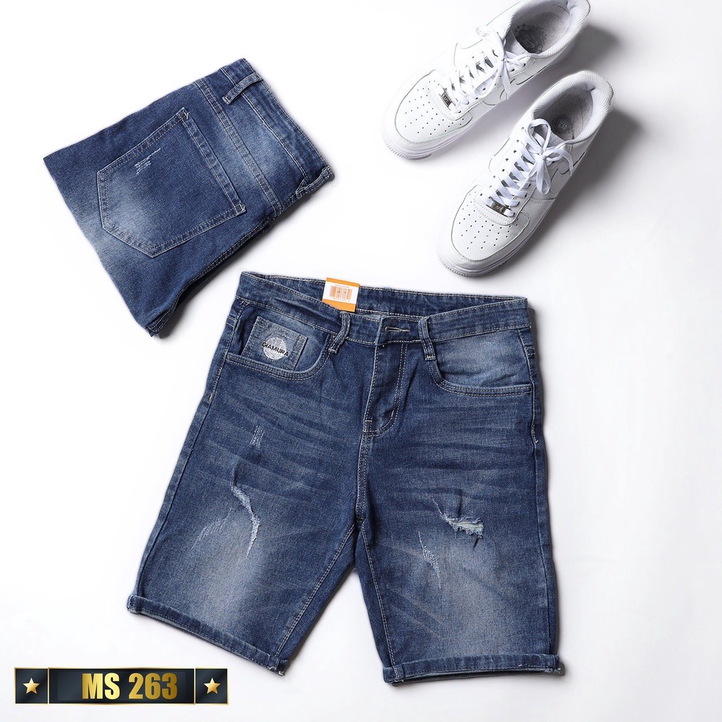 Quần Short Jean Nam Màu Xanh Đẹp Chất Bò Co Giãn Cao Cấp, Quần Ngố rách Mẫu Mới Phong Cách Hàn Quốc beautifulgilr w263