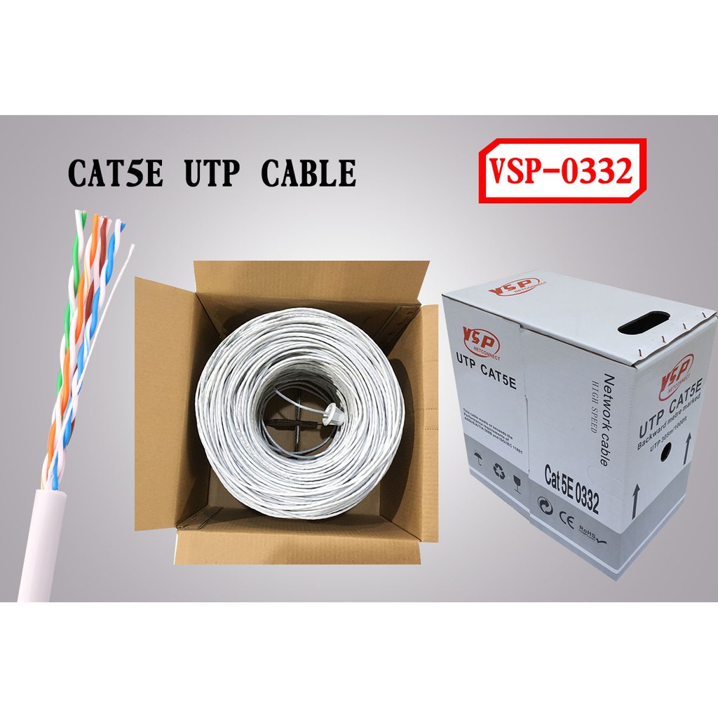 Dây cáp mạng VSP VISION UTP CAT 5E 0332 305m dây trắng