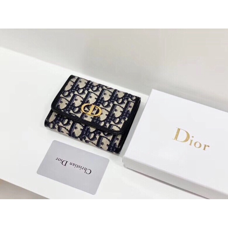 Ví gấp cầm tay nhỏ gọn thời trang hoạ tiết thương hiệu Dior CD da thật cao cấp