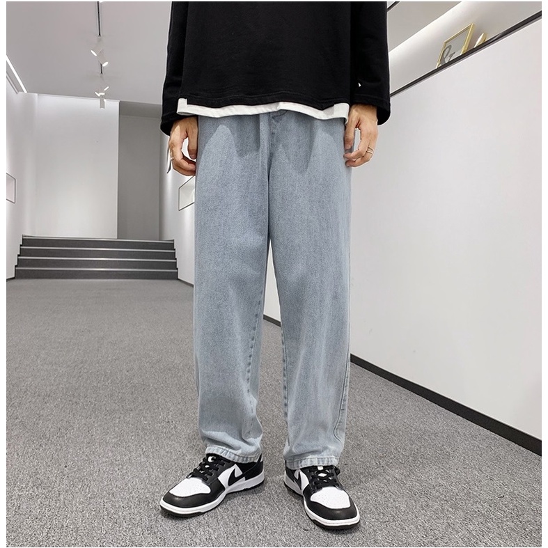 Quần bò nam ống rộng, quần jean baggy nam nữ dáng suông vải jeans cao cấp SR01 không phai màu