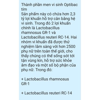 MEN VI SINH OPTIBAC  MÀU TÍM