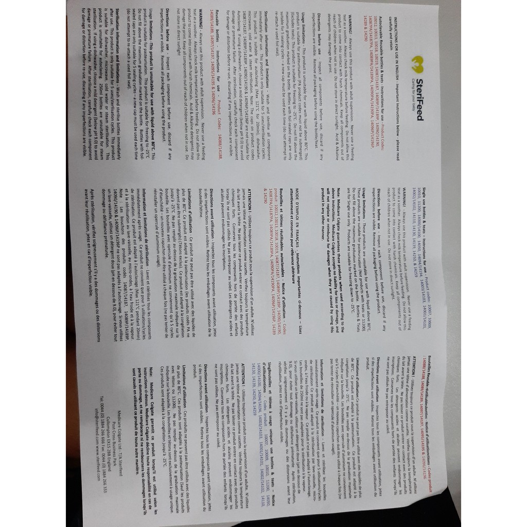 Bình Trữ Sữa Sterifeed Baby Bottle 250ml