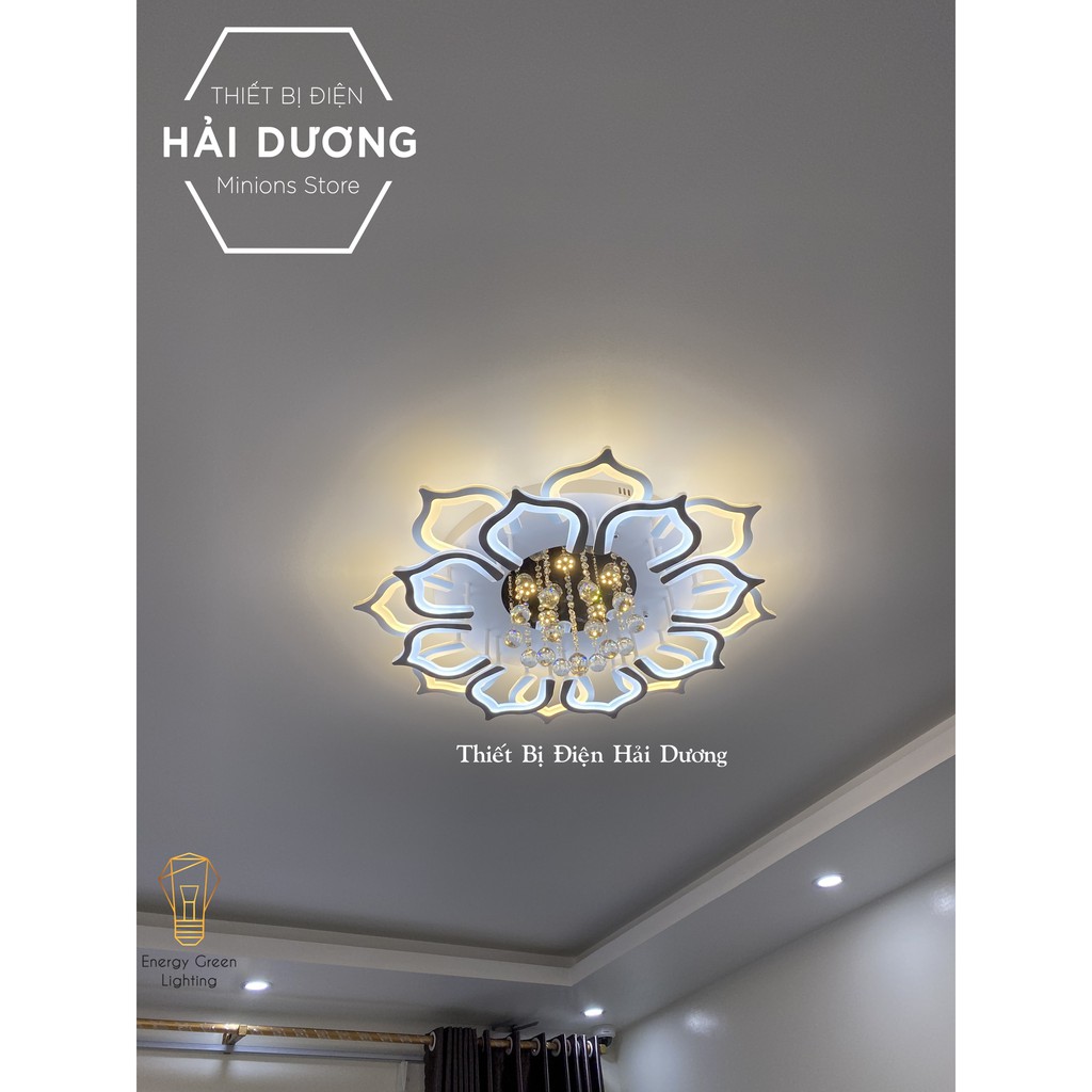 Đèn LED ốp trần hình hoa sen pha lê lấp lánh 16 cánh NT-033 - 3 Chế độ ánh sáng - Có điều khiển từ xa