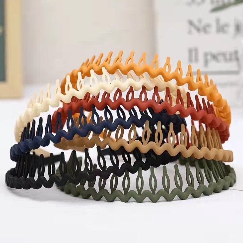 Băng Đô Cài Tóc Gợn Sóng Đơn Giản Có Răng Chống Trượt Phong Cách Hàn Quốc Phụ Kiện Tóc Nữ Và Bé Gái