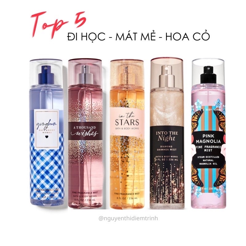Xịt thơm body mist toàn thân Bath & Body Works hương nước hoa mini và Fullsize hàng US - Bestore Vietnam