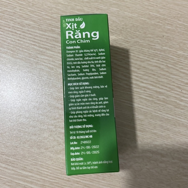 Tinh dầu Xịt răng CON CHIM Nano bạc sodium chloride Midkid dùng cho người sâu răng đau răng viêm lợi  hôi miệng