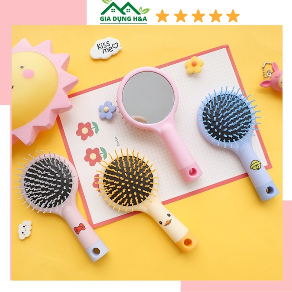 Lược gương - Lược mini bỏ túi chống rụng tóc, chải tóc xoăn, massage đầu dành cho nữ