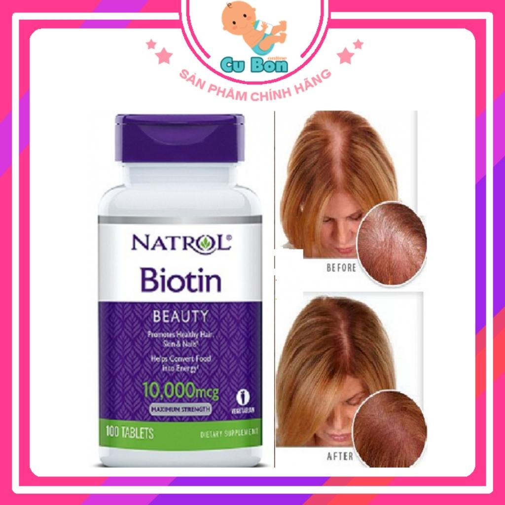 Viên uống hỗ trợ mọc tóc giảm rụng tóc Natrol Biotin 10000 mcg của Mỹ 100 viên