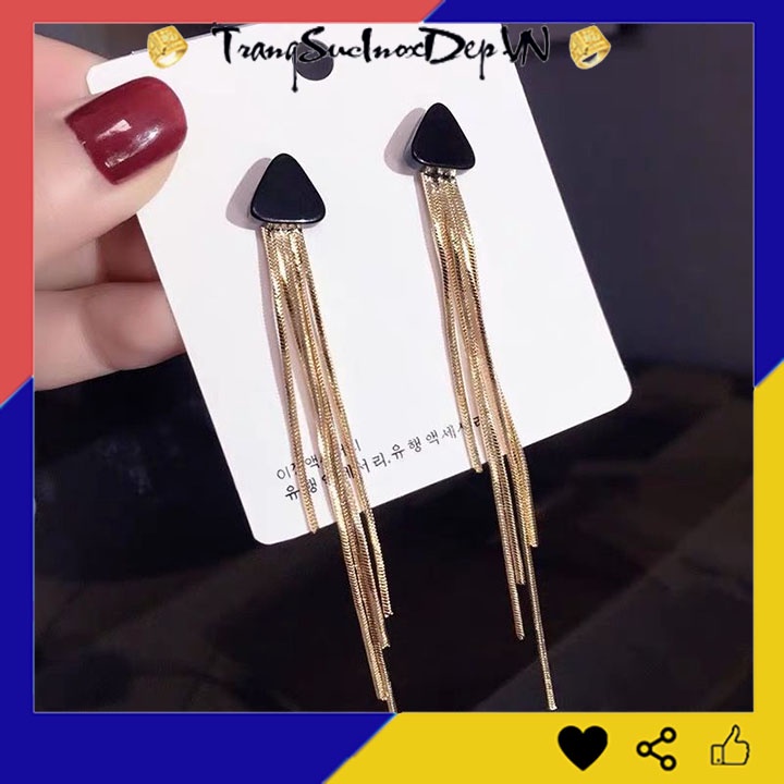 Bông tai nữ rớt tua phong cách Hàn Quốc màu vàng sang trọng, quý phái thích hợp đi dự tiệc (số lượng 1 đôi)