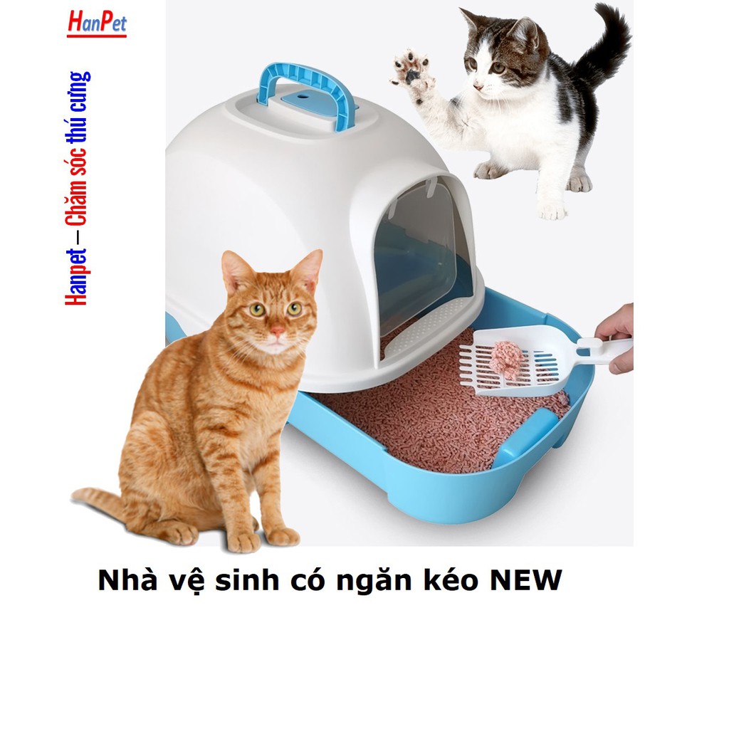 Hanpet.GV- HOT Nhà Vệ Sinh cho Mèo 5 loại Thế hệ mới nắp gập Loại nhà AG+ nhựa siêu bền và loại NVS có lọc khí