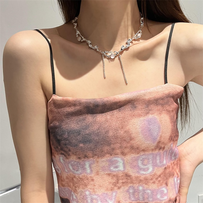 Vòng Cổ Tua Rua Đính Đá Mặt Trăng Sang Trọng Thời Trang Mùa Hè Cho Nữ