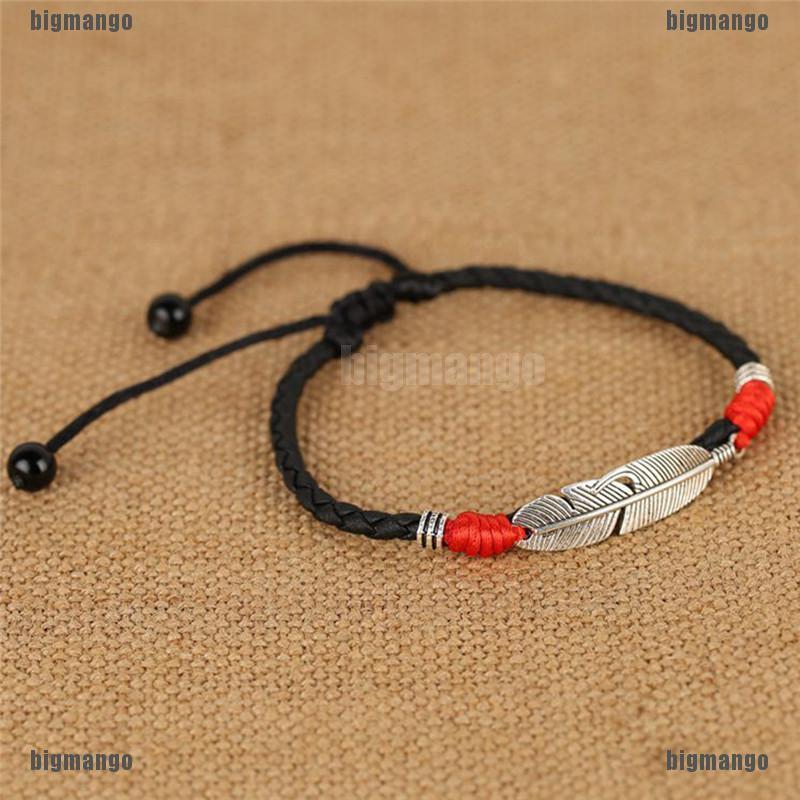 Lắc chân bện dây da mặt hình lông vũ phong cách Boho | BigBuy360 - bigbuy360.vn