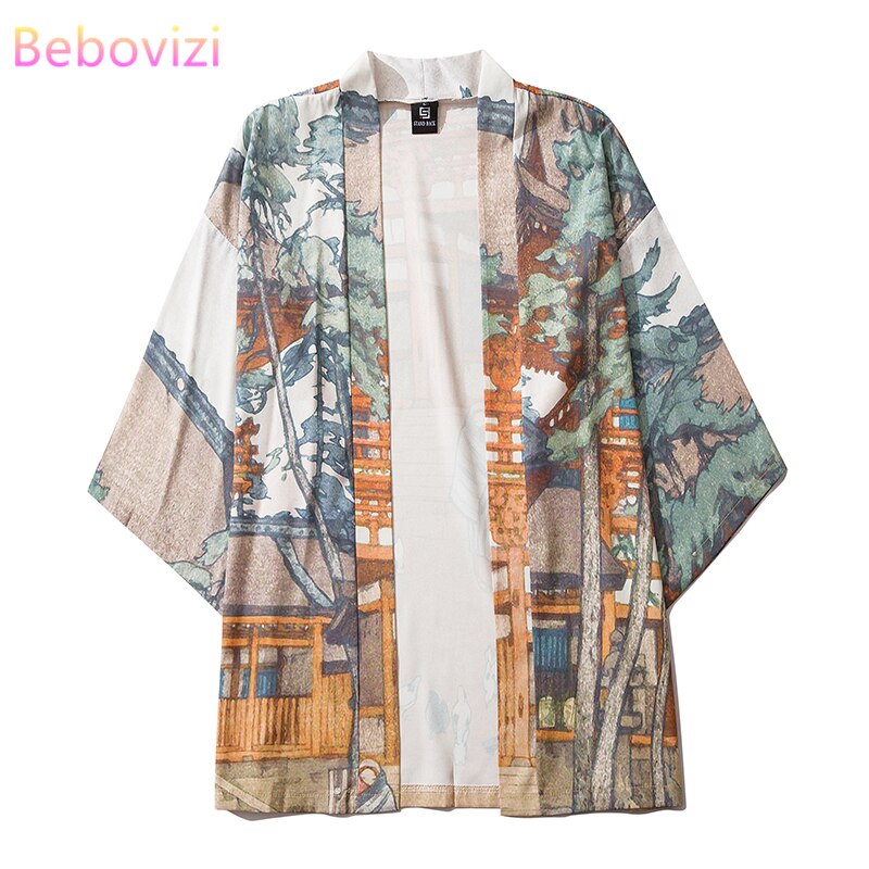 M-XXL Ukiyoe Kimono Cosplay for Mens Women Japanese Style Cartoon Streetwear Robe Summer Japan Cardigan Top Yukata Haori Clothes