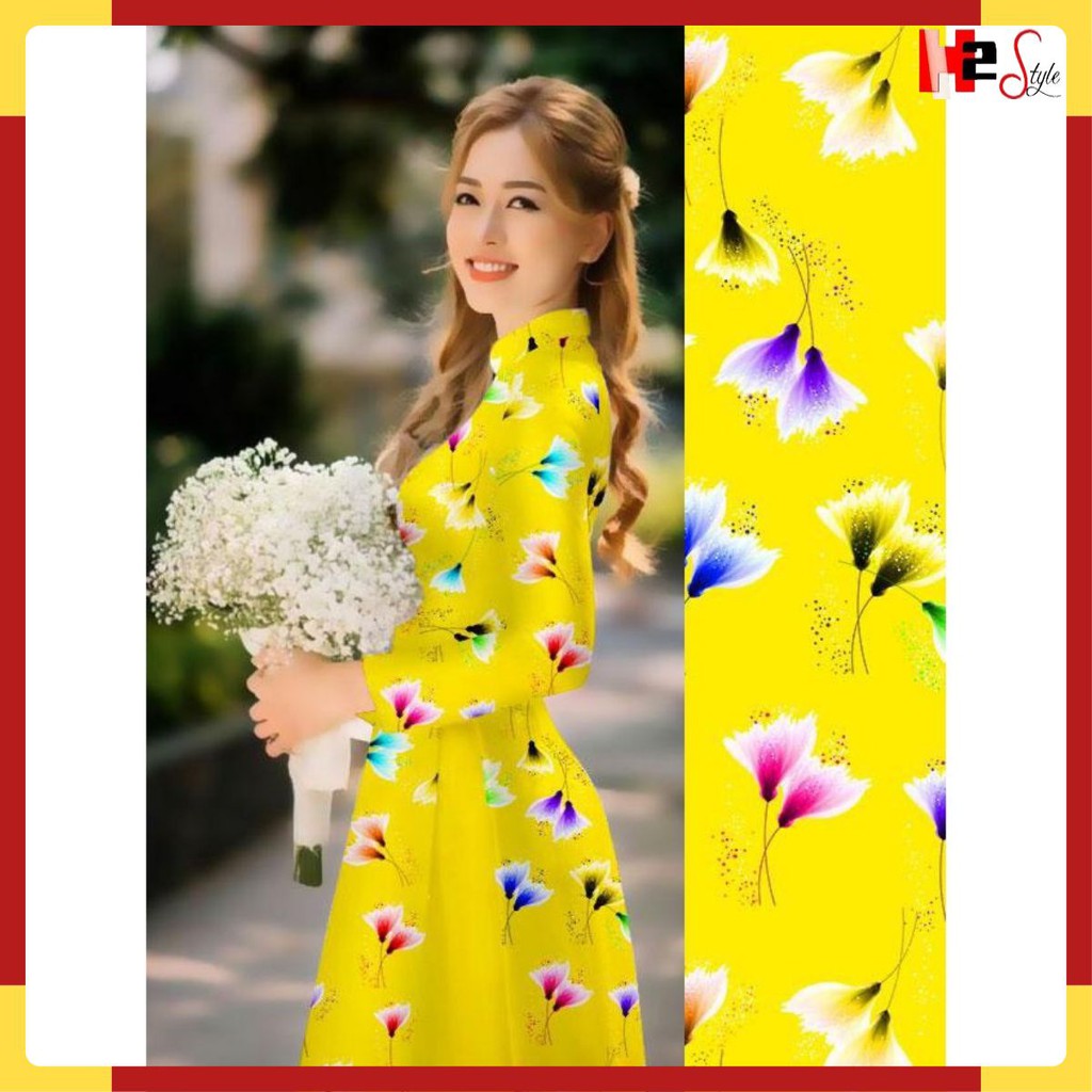 [ FREESHIP ĐƠN 50k ] Áo dài lụa in 3D hình hoa siêu đẹp