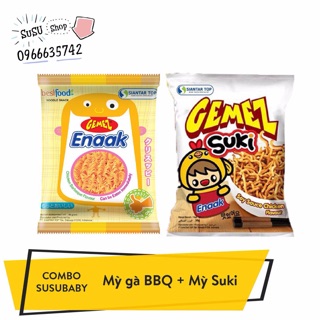 Combo 10 gói mì snack enaak BBQ (16gram) và 10 gói enaak Suki (30gram)