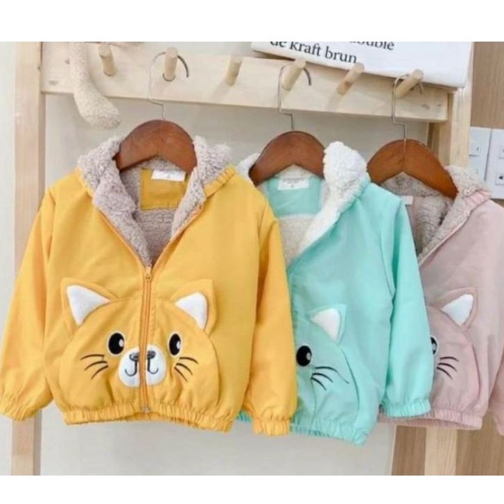 Áo gió Mèo lót lông ấm áp cho bé