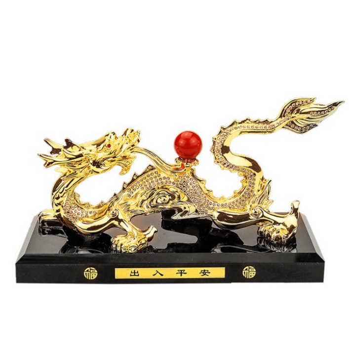Sản Phẩm Tượng rồng vàng nhả ngọc kiêm nước hoa trang trí Taplo ô tô và bàn làm việc lấy may mắn HC886 .