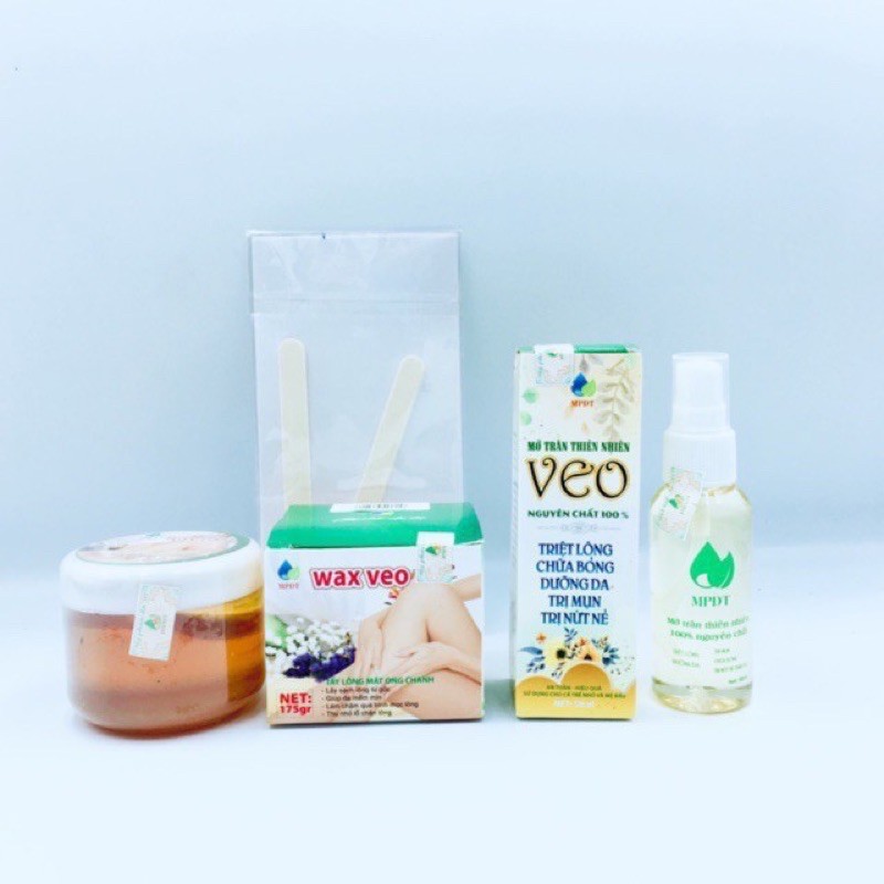 TẶNG KÈM QUE VÀ GIẤY - combo WAX LÔNG VEO MẬT ONG + TINH CHẤT MỠ TRĂN TRIỆT LÔNG tại nhà