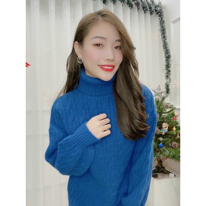 áo len cổ lọ nữ, áo len vặn thừng nữ form rộng 4 màu cơ bản chất len dày dặn form dễ mặc hàng quảng châu cao cấp | BigBuy360 - bigbuy360.vn